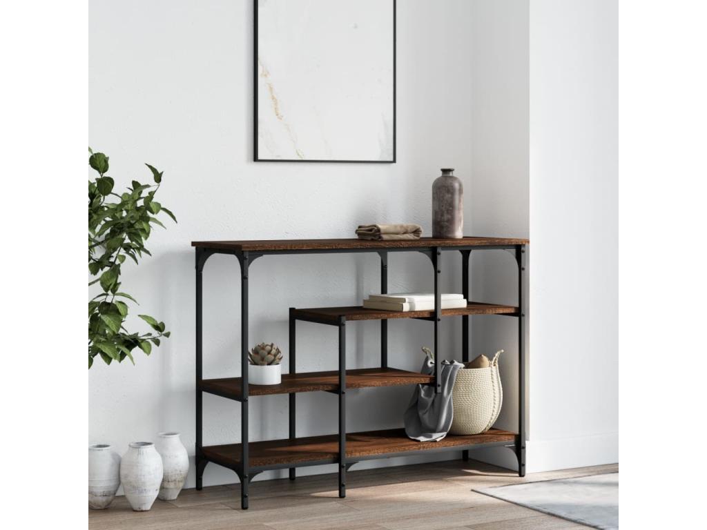 Console table with shelves, brown oak, 100x35x75 cm
