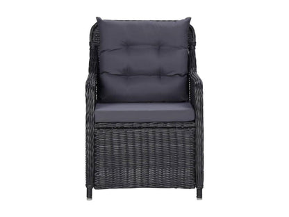 3-piece garden dining set, black