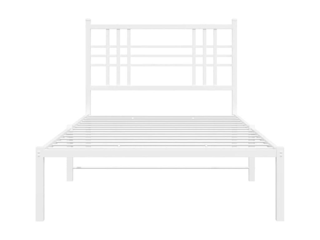 Metal bed frame with white headboard, 100x200 cm
