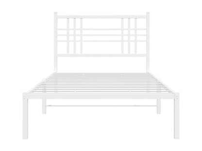 Metal bed frame with white headboard, 100x200 cm
