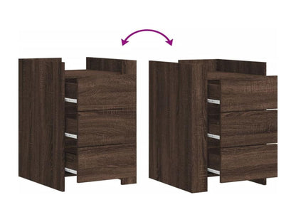 Brown oak bedside table, 45x50x65 cm, engineered wood