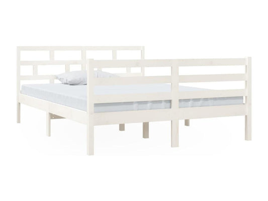 Bed frame White Solid wood 140x190 cm