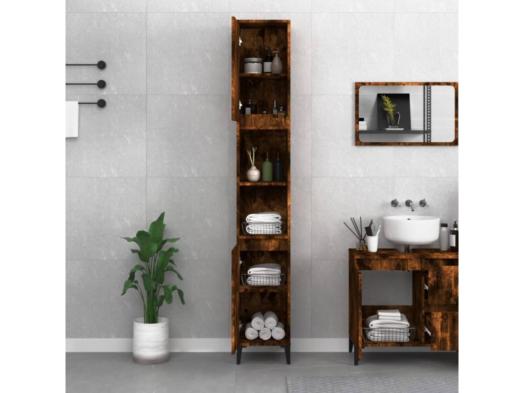 Smoked oak bathroom cabinet 30x30x190 engineered wood