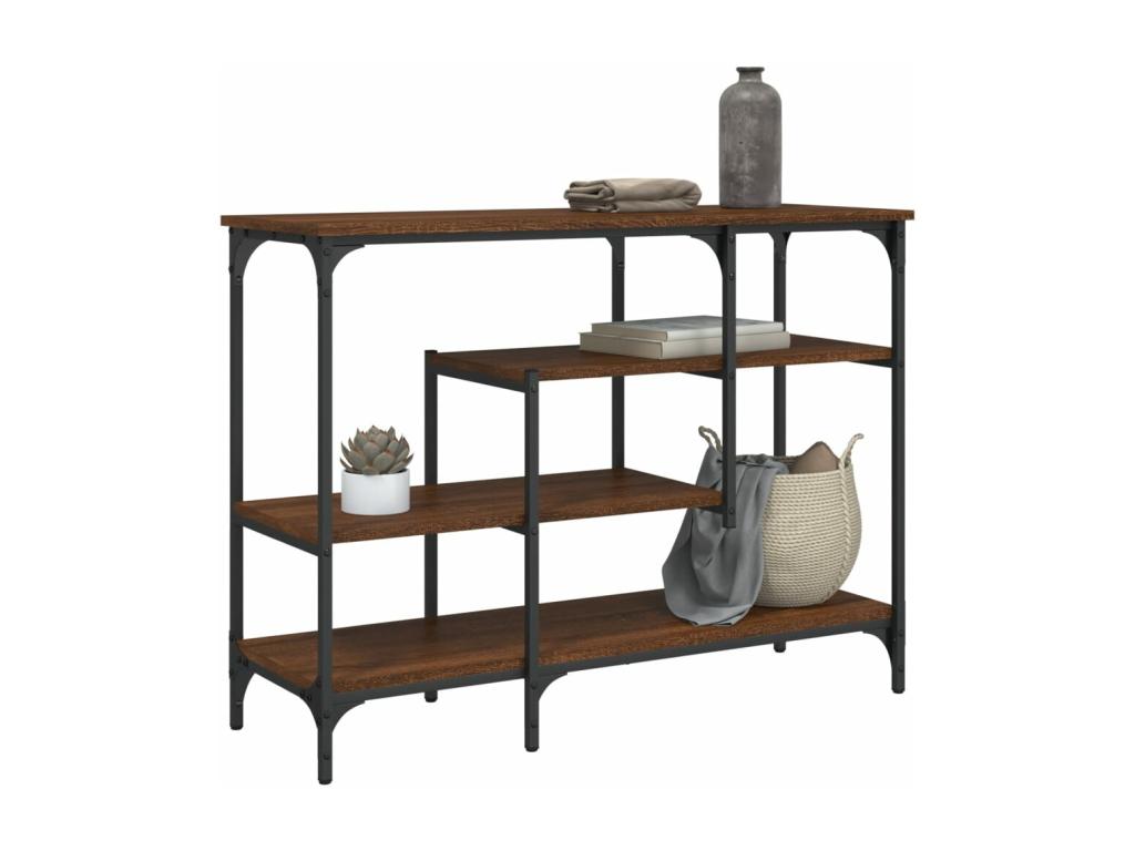Console table with shelves, brown oak, 100x35x75 cm