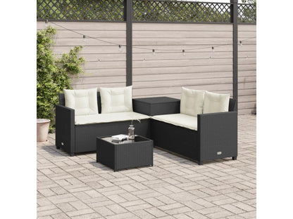 Black garden sofa with table and L-shaped cushions