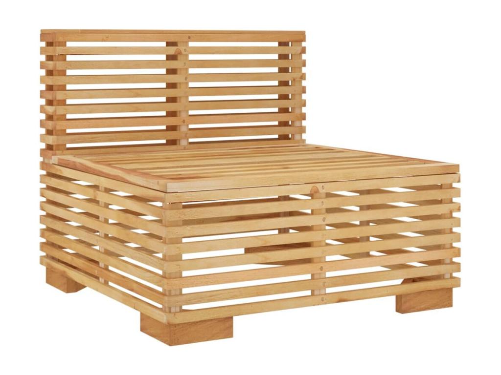 Garden center sofa with dark grey cushions, solid teak wood