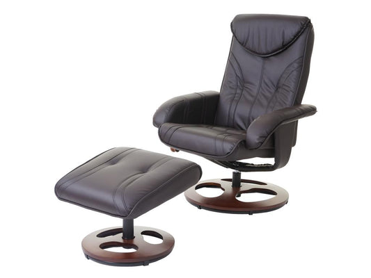 Homzora-C46 Relaxing Armchair, Homzora TV Chair with Faux Leather Footstool - Brown