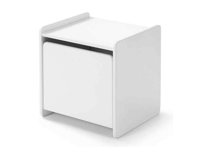 Homzora 90x200cm White Children's Bed with Guardrail/Nightstand