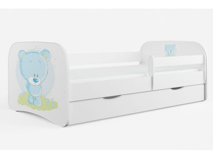 Teddy bear children's bed with slatted base and removable safety rail - Meubiana - Foam mattress - 80x160 - Drawers