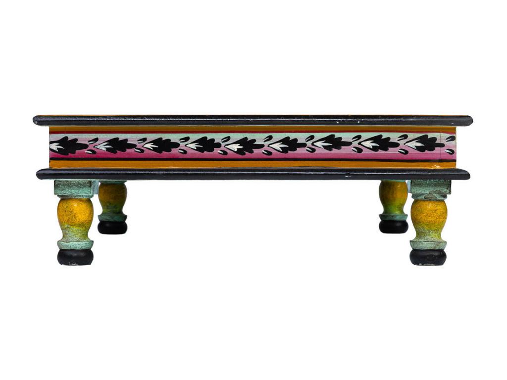 Hand-painted green wooden side table 45x45x16