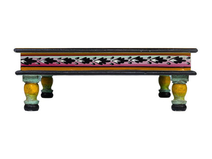 Hand-painted green wooden side table 45x45x16