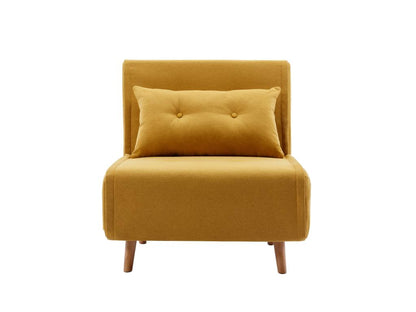 Homzora convertible armchair in mustard yellow fabric
