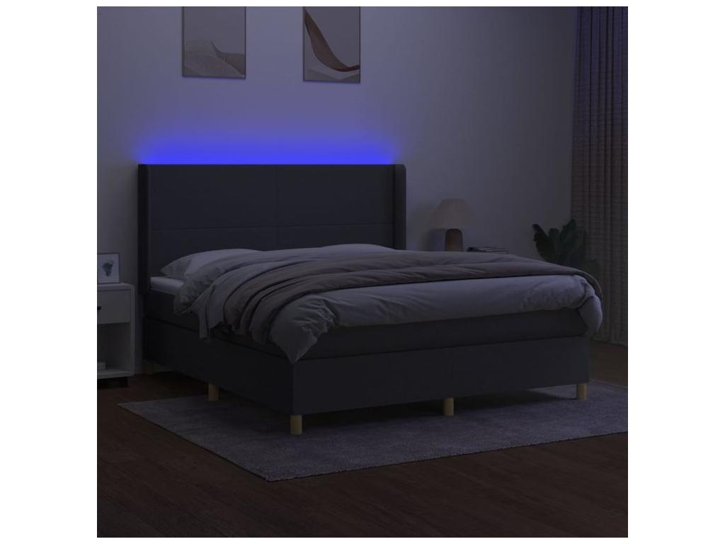 Meubiana bed base with LED mattress, dark grey, 180x200 cm, fabric