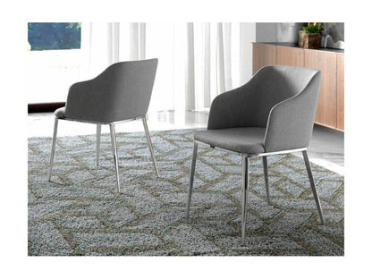 Gideon chair in grey fabric with silver steel legs - Set of 2 - Meubiana 90 Black