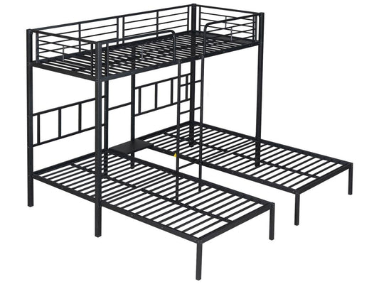 Bunk bed with bedside table - 3x90x200 cm - metal - black