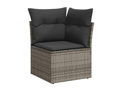 11-piece garden furniture set with grey resin wicker cushions