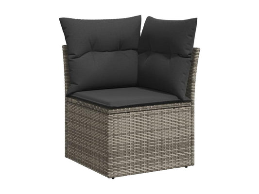 11-piece garden furniture set with grey resin wicker cushions