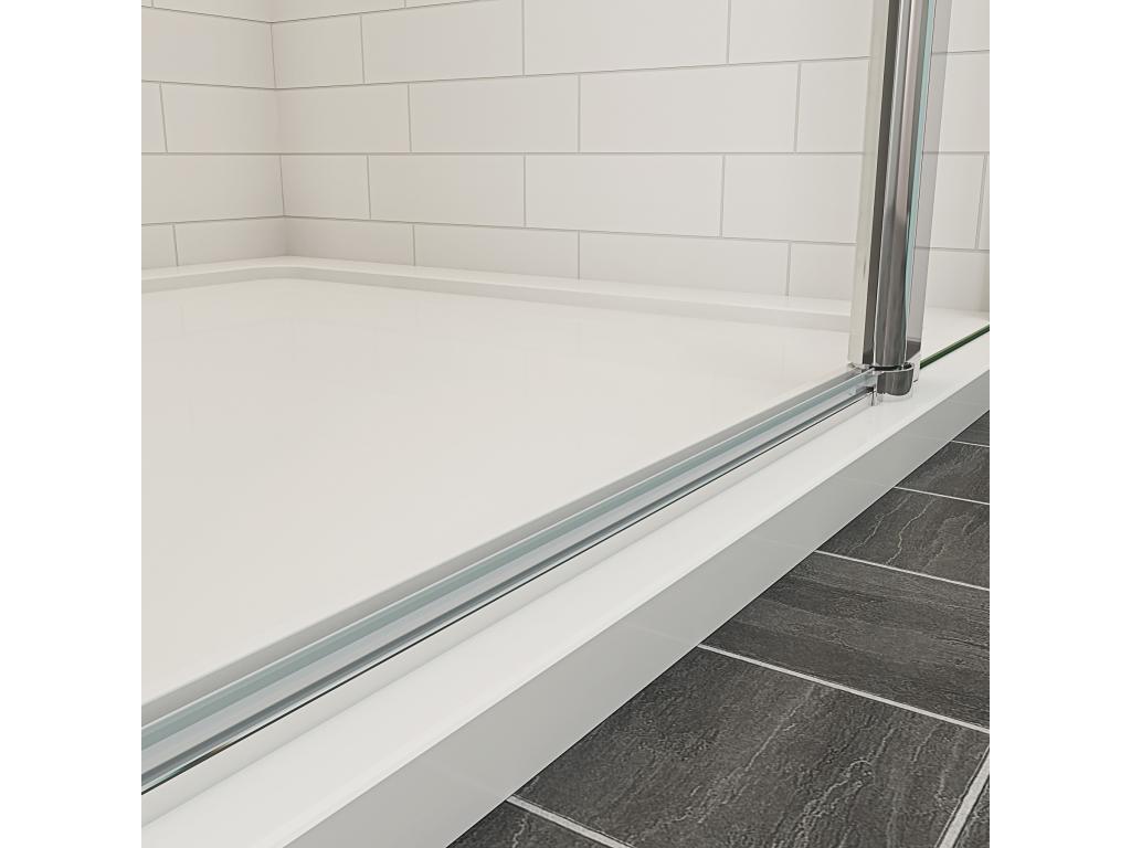 Meubiana 90x197cm shower door with 1 fixed panel in 6mm anti-limescale glass