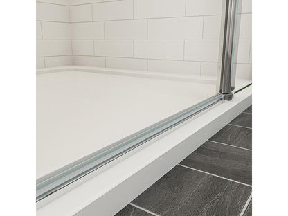 Meubiana 90x197cm shower door with 1 fixed panel in 6mm anti-limescale glass