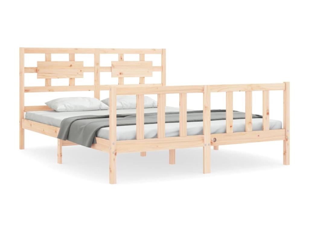 Homzora bed frame with headboard, solid wood size