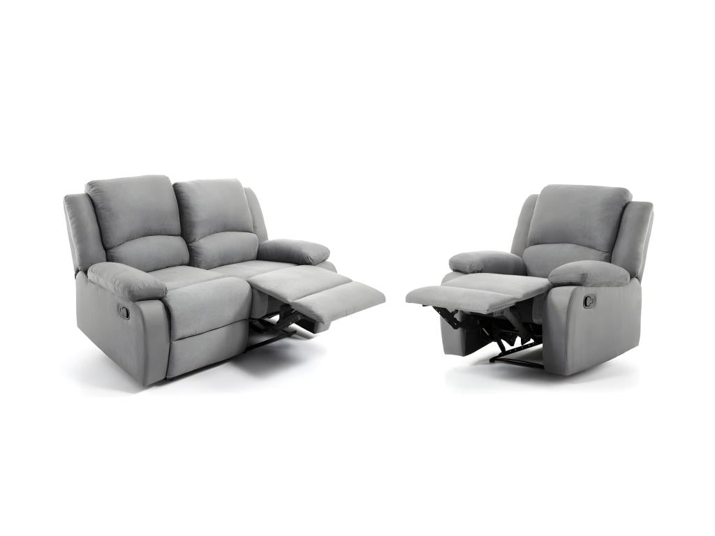 Meubiana manual sofa set Léo 2-seater manual armchair in microfiber - Gray - Meubiana
