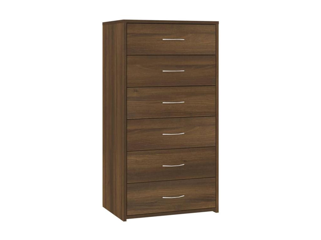 Sideboard with 6 drawers, brown oak, 50x34x96 cm, engineered wood
