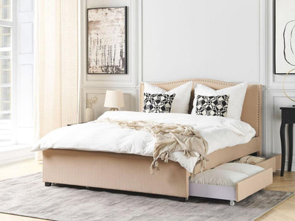Bed with storage drawers, MONTPELLIER fabric, 180x200 cm, Beige