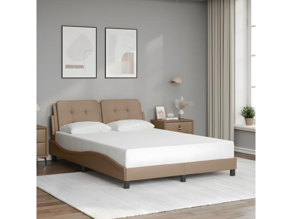Bed frame without mattress cappuccino 140x190 cm faux leather