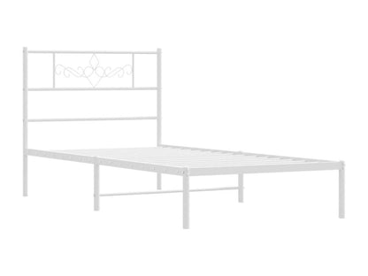 Metal bed frame with white headboard 75x190