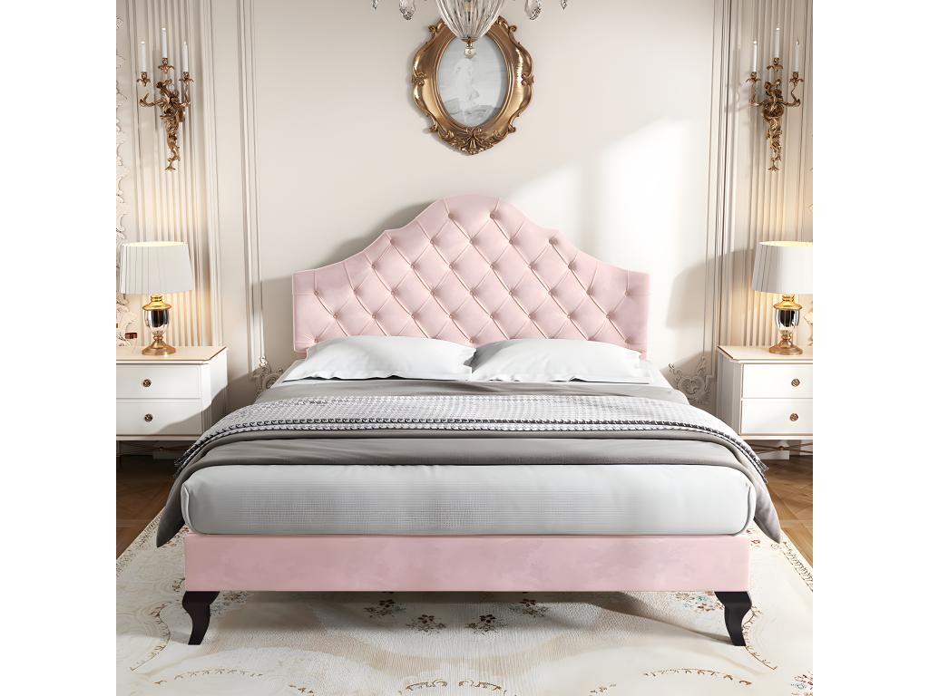 Adult bed, upholstered bed 140x200 cm - pink - Homzora