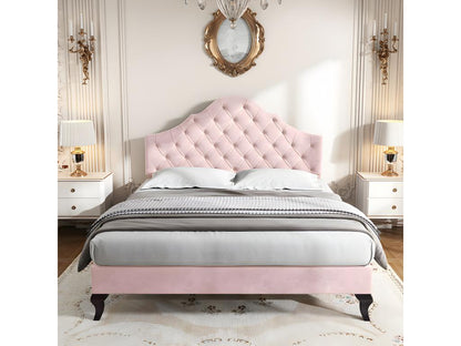 Adult bed, upholstered bed 140x200 cm - pink - Homzora