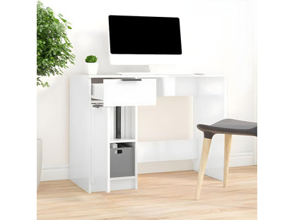 Glossy white desk, 100x50x75 cm, engineered wood