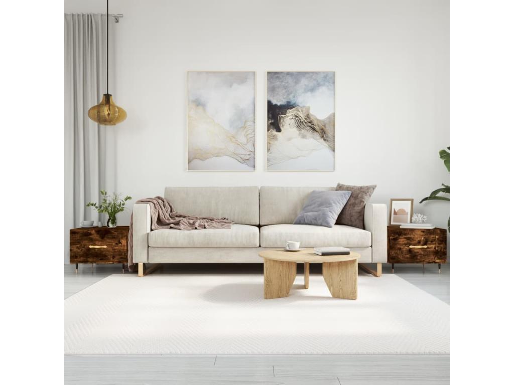 2-piece coffee tables in smoked oak, 50x50x40 cm, engineered wood