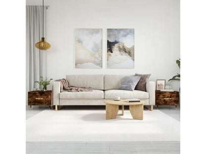 2-piece coffee tables in smoked oak, 50x50x40 cm, engineered wood