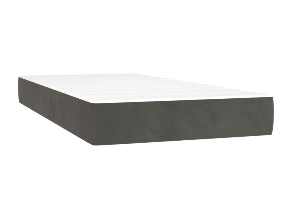 Homzora bed base and mattress, Dark Grey 90x190 Velvet