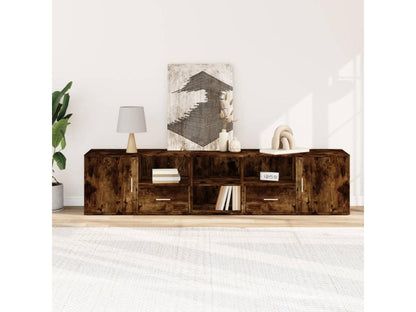 Smoked oak corner cabinet 200x40x45 cm engineered wood