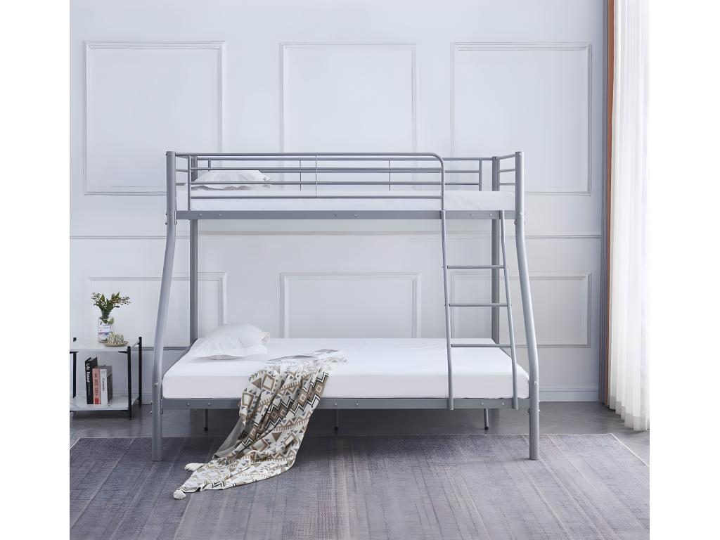 Meubiana 3-person bunk bed, 2-1, metallic grey, slatted base included