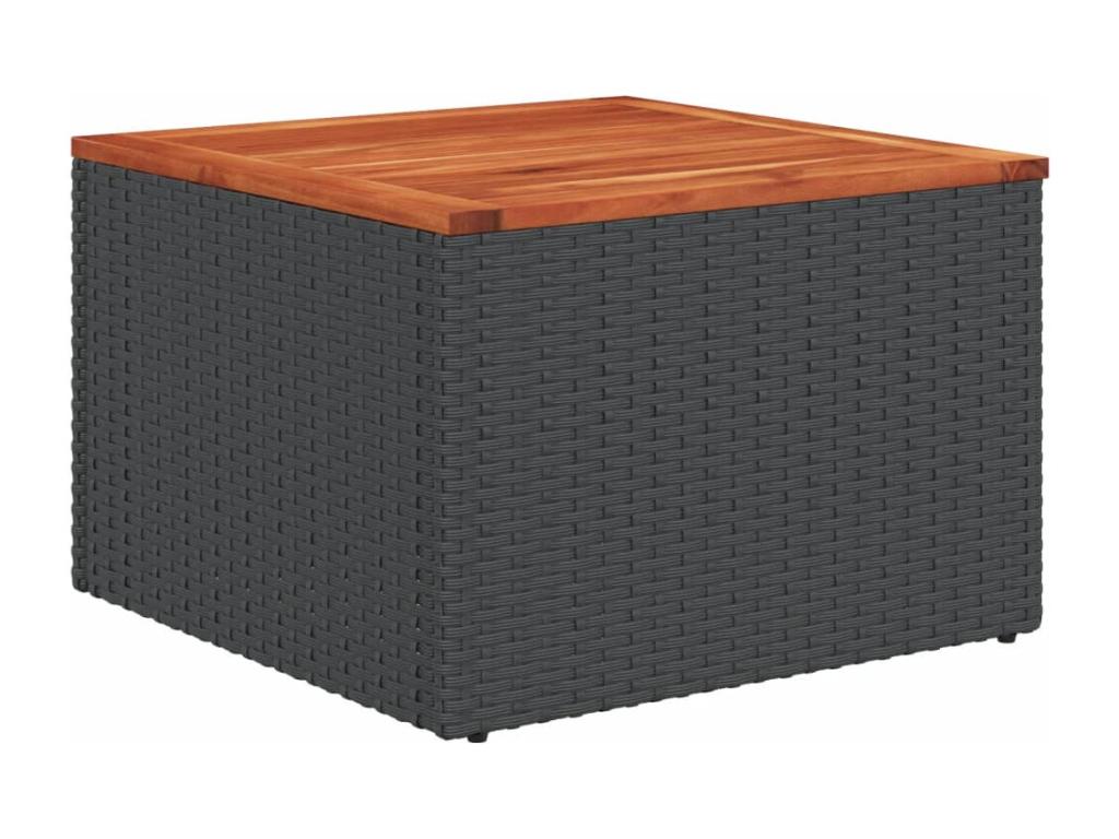 9-piece garden furniture set with cushions, black woven resin