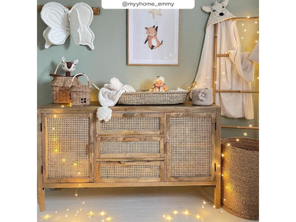Cane and wood sideboard with 2 doors and 3 drawers - Homzora