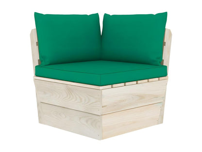 3-seater pallet garden sofa with cushions, spruce wood