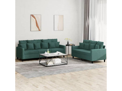 2-piece sofa set with cushions, dark green velvet