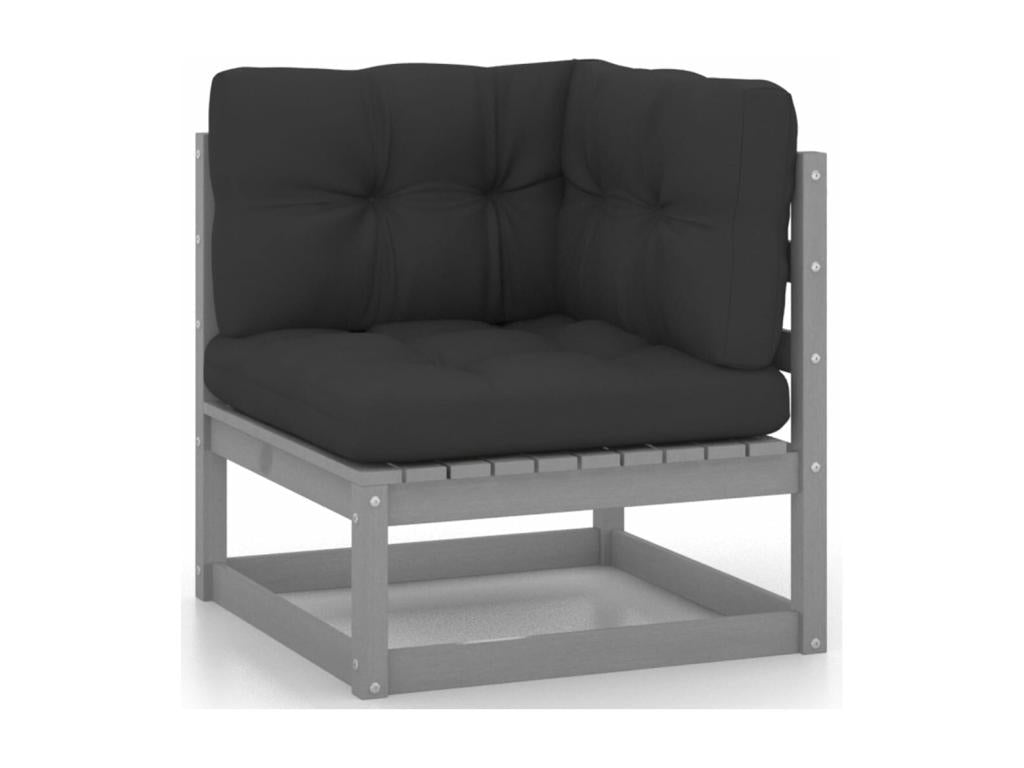 13-piece garden furniture set with cushions, grey, solid pine wood