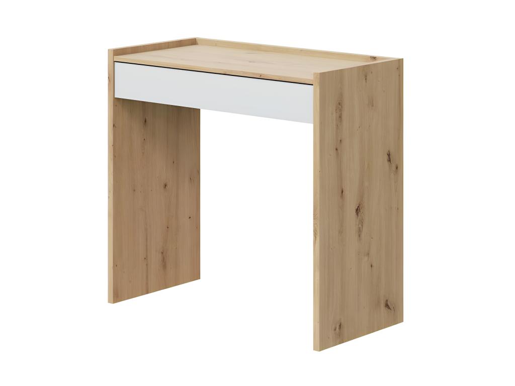 Desk with 1 drawer, White/Oak - Meubiana - W 81 x D 40 x H 77 cm