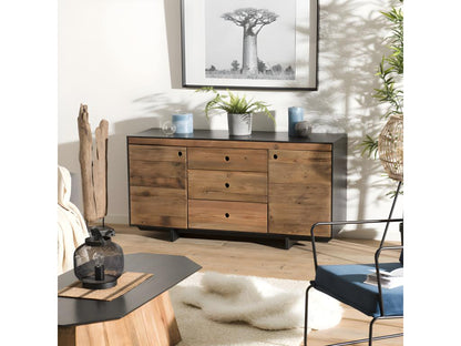 Doucezen - 2-door, 3-drawer sideboard in natural and black recycled pine