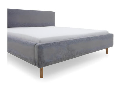 Upholstered adult bed 180x200cm with grey fabric headboard -L- 200 xW- 218 xH- 105cm