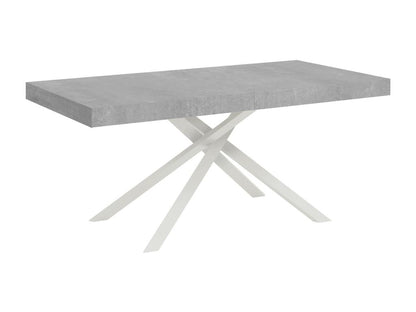 Karida extendable table 90x200/460cm, concrete grey, white legs