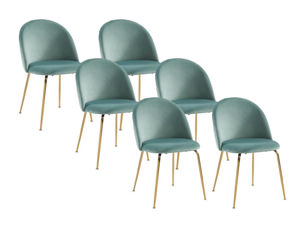 Set of 6 chairs - Velvet and gold stainless steel - Sage green - Homzora