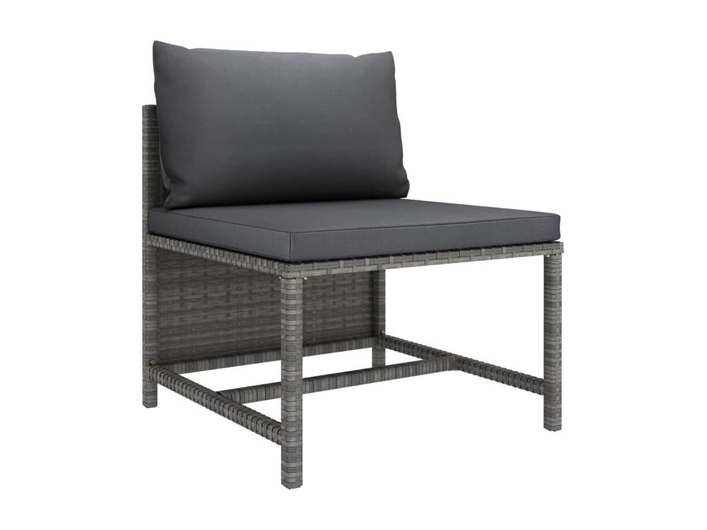 7-piece garden furniture set with cushions, grey woven resin