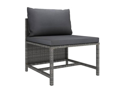 7-piece garden furniture set with cushions, grey woven resin