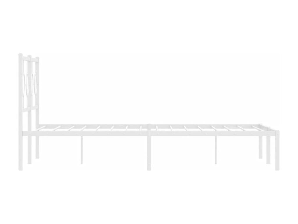 Metal bed frame without mattress and white headboard 140x190 cm